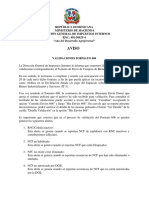 Aviso Sobre Validacion Formato F-606