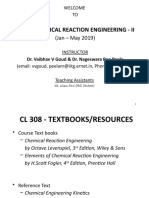 CL 308: Chemical Reaction Engineering - Ii: (Jan - May 2019)