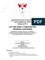 Ley de Ohm y Fuentes de Tension Continua