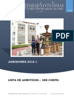 Lista de Admitidos 1 - Usta 2016-1 PDF