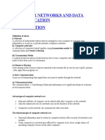 Computer Networks and Data Communication: Definition of Terms I) Network