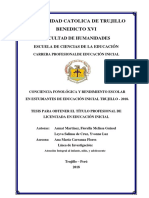 Conciencia Fonológica y Rendimiento Escolar PDF