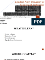 Presentation On Lean Manufacturing: Course Title: Ergonomics and Productivity Engineering Sessional Course Code: IPE 3202