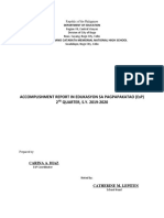 Accomplishment Report in Edukasyon Sa Pagpapakatao (Esp) 2 QUARTER, S.Y. 2019-2020