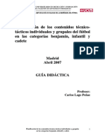 Planificación Contenidos Técnico - Tácticos Colectivos en Cateogrías de Formación