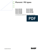 Pluronic PE Types: Technical Information