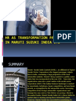 HR As Tranformation Partner in Maruti Suzuki