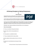 40 Winning Principles For Startup Entrepreneurs: by Patrick Bet-David