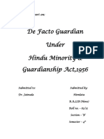 De Facto Guardian Under Hindu Minority & Guardianship Act, 1956