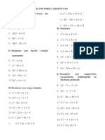 Ecuaciones Cuadráticas I. Resolver Por Diferencia de Cuadrados