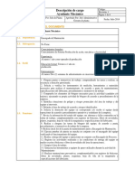 Descripcion de Cargo Ayudante Mecanico PDF