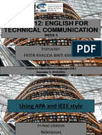 Uvw 312: English For Technical Communication: Instructor: Faten Khalida Binti Khalid