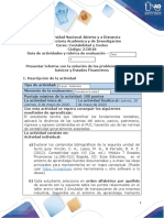 Guía de Actividades y Rúbrica de Evaluación-Tarea 2 Presentar Informes Con La Solución de Los Problemas Conceptos Básicos y Estados Financieros