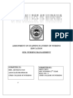 Assignment On Staffing Pattern of Nursing Education Sub: Nursing Management