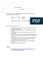 Example 2: Over What Range of Conversions Are The Plug-Flow Reactor and CSTR Volumes Identical?