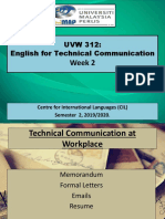 Week 2: UVW 312: English For Technical Communication