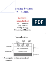 Operating Systems 2015-2016: Dr. O. Moonian Dept. of CSE Faculty of Engg. University of Mauritius