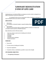 Cardio Pulmonary Resuscitation and End of Life Care