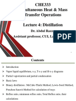 CHE333 Simultaneous Heat & Mass Transfer Operations Lecture 4: Distillation