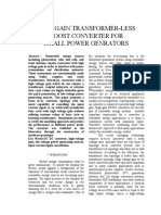 High Gain Transformer-Less Boost Converter For Small Power Genrators