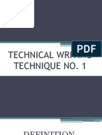 Technical Writing Technique No. 1