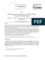 Microstructural Investigation On An Al 6061 T6 Alloy Subjected To Ballistic Impact