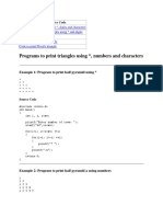 Programs To Print Triangles Using, Numbers and Characters