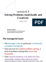 HRM 370 Lec-8, 9 - Solving Problems Analytically and Creatively (2 Classes)