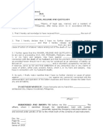 Republic of The Philippines) City of Bacolod) S.S. X - X Waiver, Release and Quitclaim