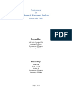 Financial Statement Analysis: Assignment On