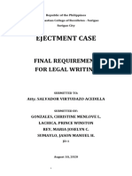 Ejectment Case: Final Requirement For Legal Writing