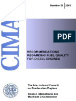 Recommendations Regarding Fuel Quality For Diesel Engines: Number 21 2003