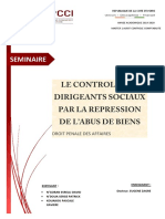 Le Controle Des Dirigeants Sociaux Par La Repression de L'abus Des Biens PDF