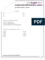 Listening Skills Practice: Difficult Situations - Answers: 1. Check Your Understanding: Matching