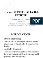 Care of Critically Ill Patient:: Johny Wilbert, M.SC (N)