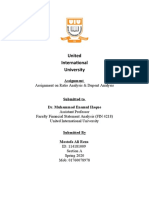 United International University: Assignment On Ratio Analysis & Dupont Analysis