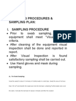 Sampling Procedures & Sampling Plan: I. Sampling Procedure: A) - For Swab Sampling