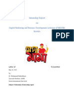 Internship Report On: Digital Marketing and Business Development Activities of MISTRI Mama