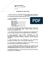 Republic of The Philippines) MUNICIPALITY OF - ) S.S. Province Of) X - X Affidavit of Loss Or/Cr