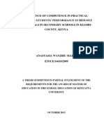 Influence of Competence in Practical Skills On Students' Performance in Biology Practicals in Secondary Schools in Kiambu County, Kenya