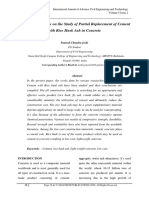 A Literature Review On The Study of Partial Replacement of Cement With Rice Husk Ash in Concrete