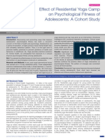 Effect of Residential Yoga Camp On Psychological Fitness of Adolescents: A Cohort Study