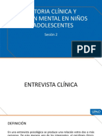 Historia Clínica y Examen Mental en Niños - Sesion 2 Psicopatologia PDF