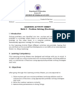 Learning Activity Sheet Math 5 - Problem Solving (Fractions)