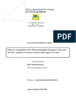 Universite Catholique Du Congo: Faculte de Droit