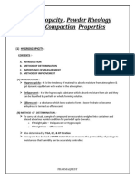 Compaction Properties: Hygroscopicity, Powder Rheology