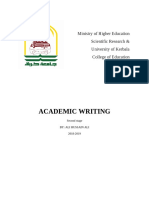 Academic Writing: Ministry of Higher Education & Scientific Research University of Kerbala College of Education