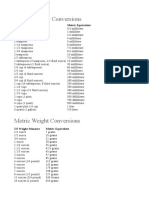 Metric Cooking Conversion Chart