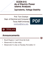 ECEN 615 Methods of Electric Power Systems Analysis: Lecture 19: Equivalents, Voltage Stability