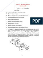 16mu315 - Machine Design Question Bank: Ut Yt B T